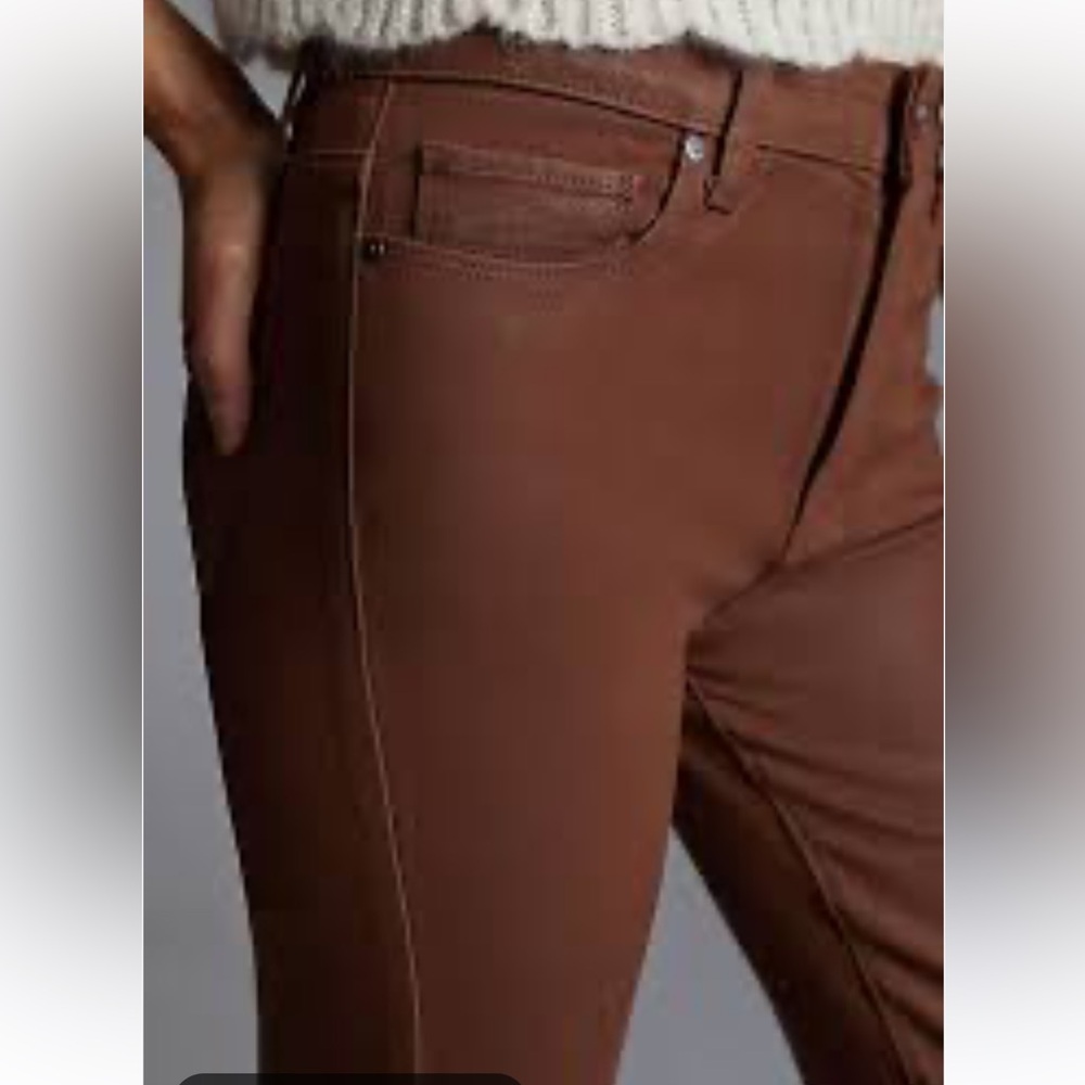 Anthropologie PAIGE Cindy High Waist Brown Coated Skinny Jeans Sz 28